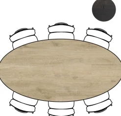 Discount XOOON Arvada ellipsvormige eiken eettafel met metalen poot 220x110cm