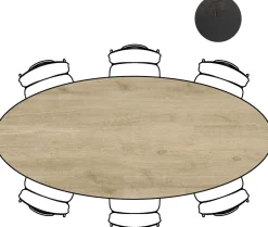 Hot XOOON Arvada ellipsvormige eiken eettafel met metalen poot 250x110cm