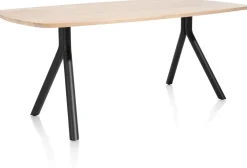 Clearance XOOON Arvada ovale eiken eettafel met zwart metalen poten 160x100cm