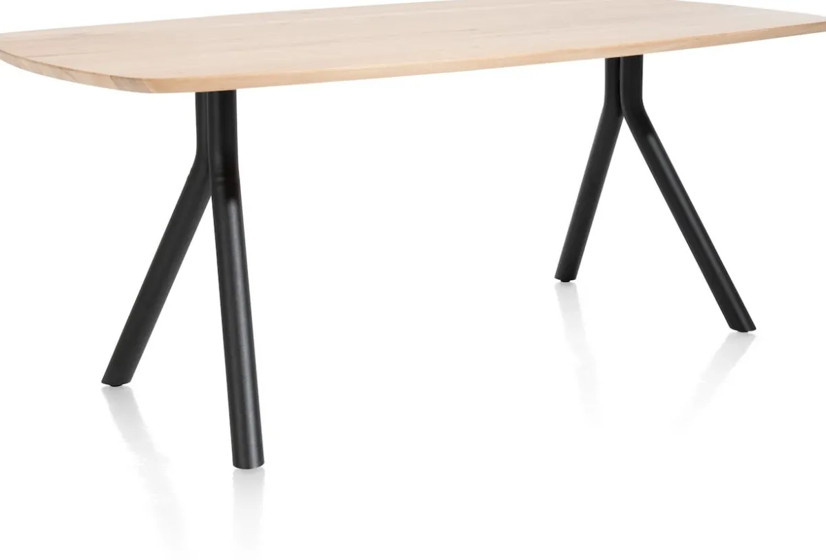 Clearance XOOON Arvada ovale eiken eettafel met zwart metalen poten 160x100cm