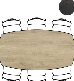 Outlet XOOON Arvada ovale eiken eettafel met zwart metalen poot 190x100cm