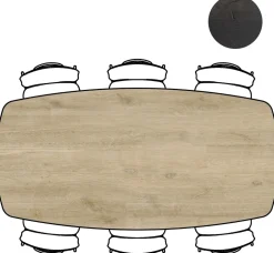 New XOOON Arvada ovale eiken eettafel met zwart metalen poten 220x110cm