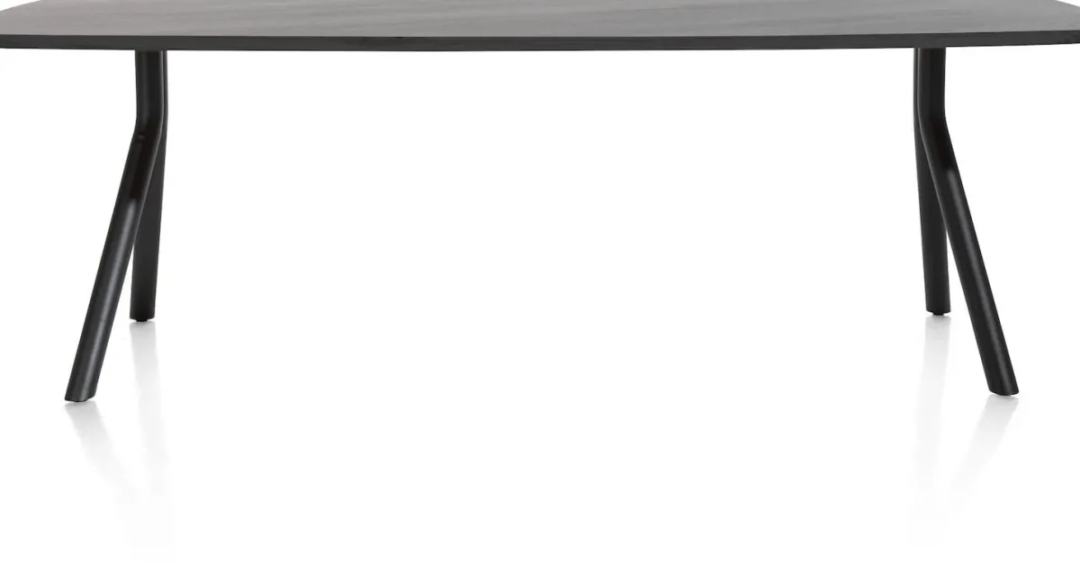 Online XOOON Arvada ovale eiken eettafel met zwart metalen poten 220x110cm