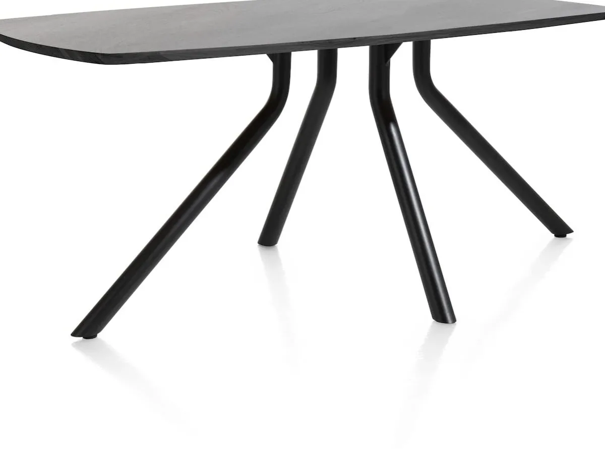 Online XOOON Arvada ovale eiken eettafel met zwart metalen poot 160x100cm