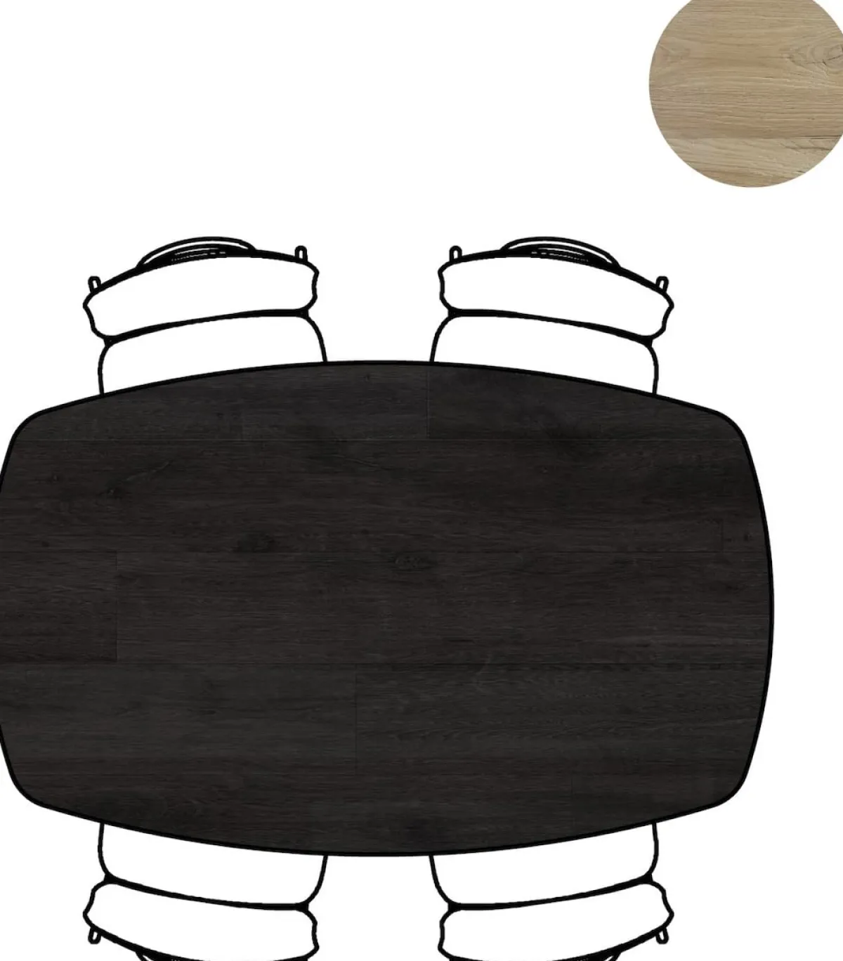 Online XOOON Arvada ovale eiken eettafel met zwart metalen poot 160x100cm