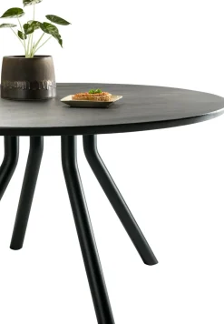 XOOON Arvada ronde eiken eettafel met zwart metalen poot 140cm