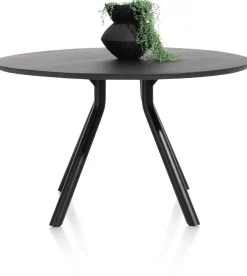 XOOON Arvada ronde eiken eettafel met zwart metalen poot 140cm