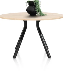 New XOOON Arvada ronde eiken eettafel met zwart metalen poot 140cm