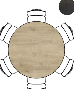 New XOOON Arvada ronde eiken eettafel met zwart metalen poot 140cm