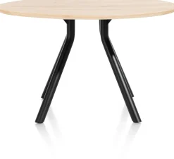 Clearance XOOON Arvada ronde eiken eettafel met zwart metalen poot 125cm
