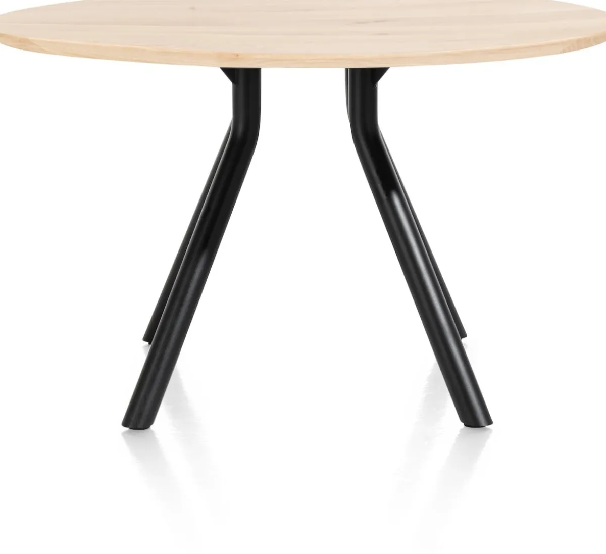 Clearance XOOON Arvada ronde eiken eettafel met zwart metalen poot 125cm