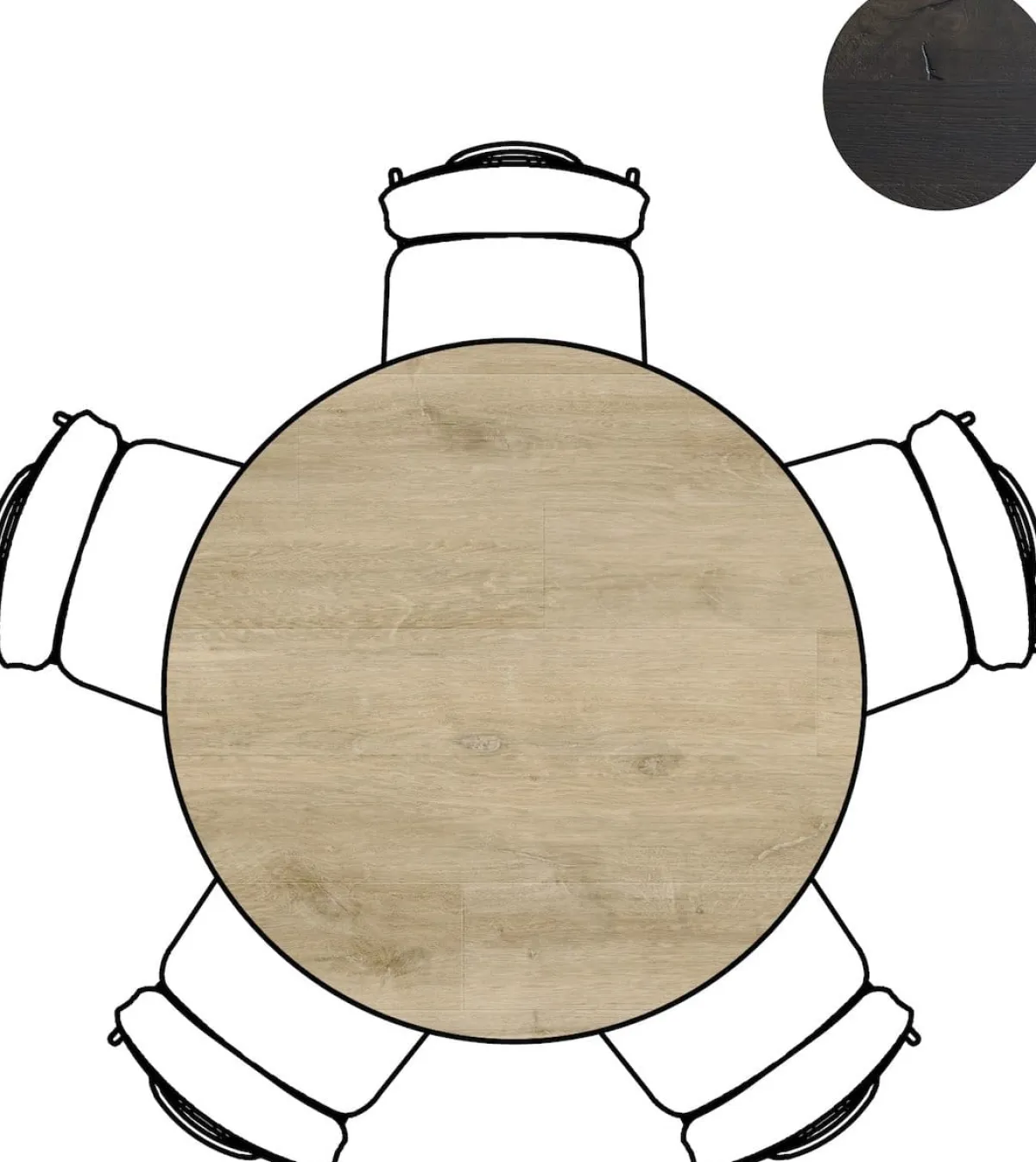 Clearance XOOON Arvada ronde eiken eettafel met zwart metalen poot 125cm