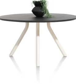 Discount XOOON ARVADA tafel 125 cm - rond - centrale poot Nebbia - onyx
