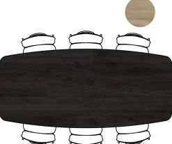 Hot XOOON ARVADA tafel 250 x 110 cm - ovaal - centrale poot Nebbia - onyx