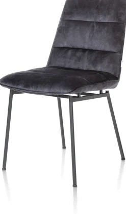 Outlet XOOON Aurora velours eetkamerstoel met zwart metalen frame