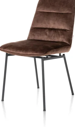 XOOON Aurora velours eetkamerstoel met zwart metalen frame