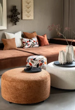 Outlet XOOON BeautiQ - Elite poef - rond 42 cm in de kleur Koper