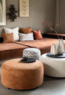 Outlet XOOON BeautiQ - Lush poef - rond 42 cm in de kleur Antraciet