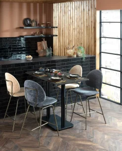 Clearance XOOON Brest bistrotafel marble onyx (120x75cm) kleur Zwart