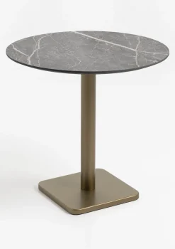 XOOON Brest bistrotafel marble light grey (D80cm) kleur Goud