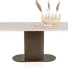 Clearance XOOON Brianto, eetkamertafel 210 x 100 cm - keramiek blad Travertin - Steel Brown