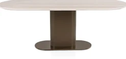 Clearance XOOON Brianto, eetkamertafel 210 x 100 cm - keramiek blad Travertin - Steel Brown