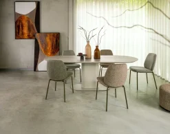 XOOON Brianto, eetkamertafel 210 x 100 cm - keramiek blad Travertin - Creme