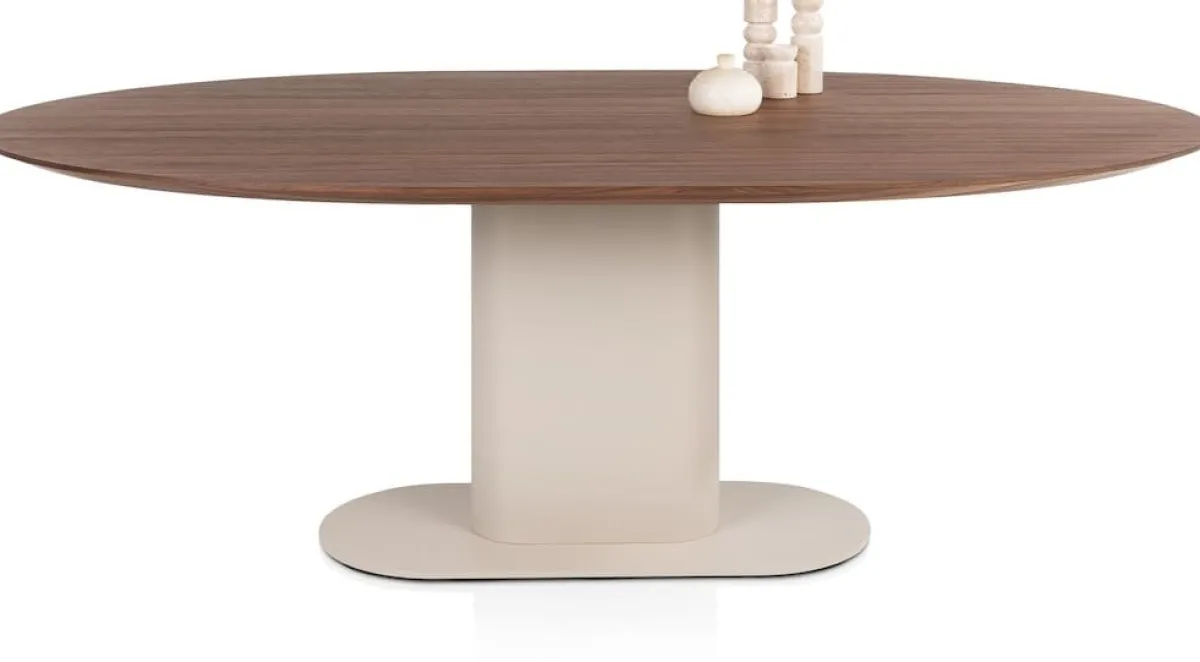 Hot XOOON Brianza, eetkamertafel 210 x 100 cm - walnoot fineer - Creme