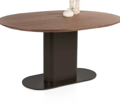 Discount XOOON Brianza, eetkamertafel 150 x 120 cm - walnoot fineer - Steel Brown