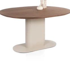 Clearance XOOON Brianza, eetkamertafel 150 x 120 cm - walnoot fineer - Creme