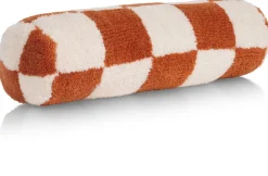 Discount XOOON Check bolster kussen 15x50cm in kleur Koper shop je bij COCOmaison