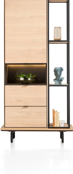 Outlet XOOON Elements, Bergkast smal Naturel 60 cm + boekenkast 30 x 180 cm + platform 100 cm met 2 metalen poten
