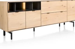 Hot XOOON Elements, dressoir 210 cm. - 3-deuren + 2-laden + 3-niches + led incl. metalen poten - natural