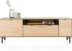 Hot XOOON Elements, lowboard 180 cm. - hang + 1-deur + 1-lade + klep + 1-niche + led incl. metalen poten - natural