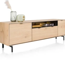 Hot XOOON Elements, lowboard 180 cm. - hang + 1-deur + 1-lade + klep + 1-niche + led incl. metalen poten - natural