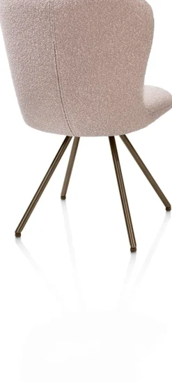 XOOON Ethan, eetkamerstoel - draaibaar steelbrown - 4-poot - stof Cloudy - Roze