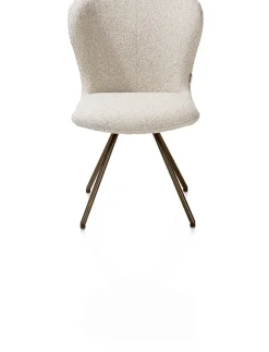 Outlet XOOON Ethan, eetkamerstoel - draaibaar steelbrown - 4-poot - stof Cloudy - beige
