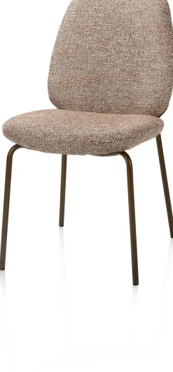 New XOOON Fae, eetkamerstoel - 4-pootjes steelbrown - stof Bellini - koper