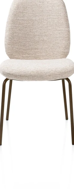 Clearance XOOON Fae, eetkamerstoel - 4-pootjes steelbrown - stof Bellini - Creme