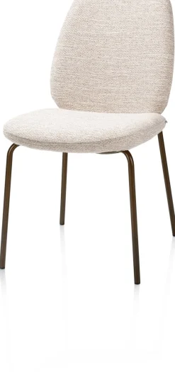 Clearance XOOON Fae, eetkamerstoel - 4-pootjes steelbrown - stof Bellini - Creme