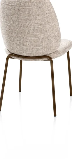 Clearance XOOON Fae, eetkamerstoel - 4-pootjes steelbrown - stof Bellini - Creme
