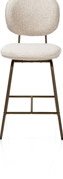 XOOON Lexi, barstoel - steelbrown - draaibaar - stof Cloudy - beige