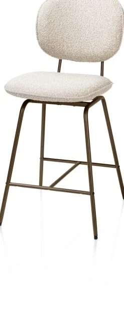 XOOON Lexi, barstoel - steelbrown - draaibaar - stof Cloudy - beige