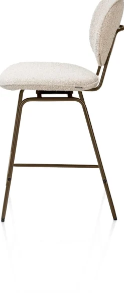 XOOON Lexi, barstoel - steelbrown - draaibaar - stof Cloudy - beige
