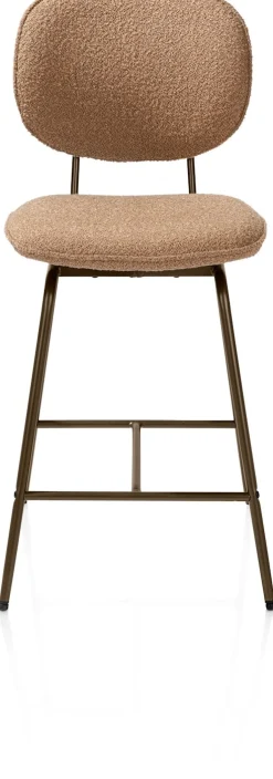 Hot XOOON Lexi, barstoel - steelbrown - draaibaar - stof Cloudy - Okergeel