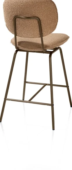 Hot XOOON Lexi, barstoel - steelbrown - draaibaar - stof Cloudy - Okergeel