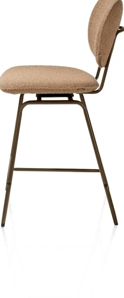 Hot XOOON Lexi, barstoel - steelbrown - draaibaar - stof Cloudy - Okergeel