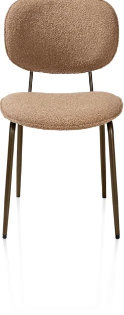 Hot XOOON Lexi, eetkamerstoel - steelbrown - stof Cloudy - Okergeel