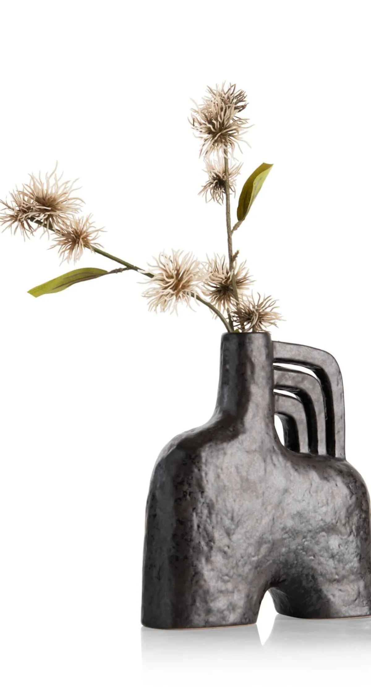 Discount XOOON Lina vaas H21cm in de kleur Zwart - COCOmaison