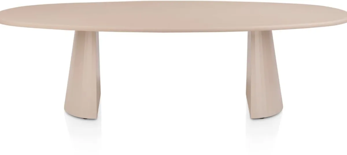 Online XOOON Lund, eetkamertafel ovaal 270 x 120 cm. - stone-skin - cone poot - Desert